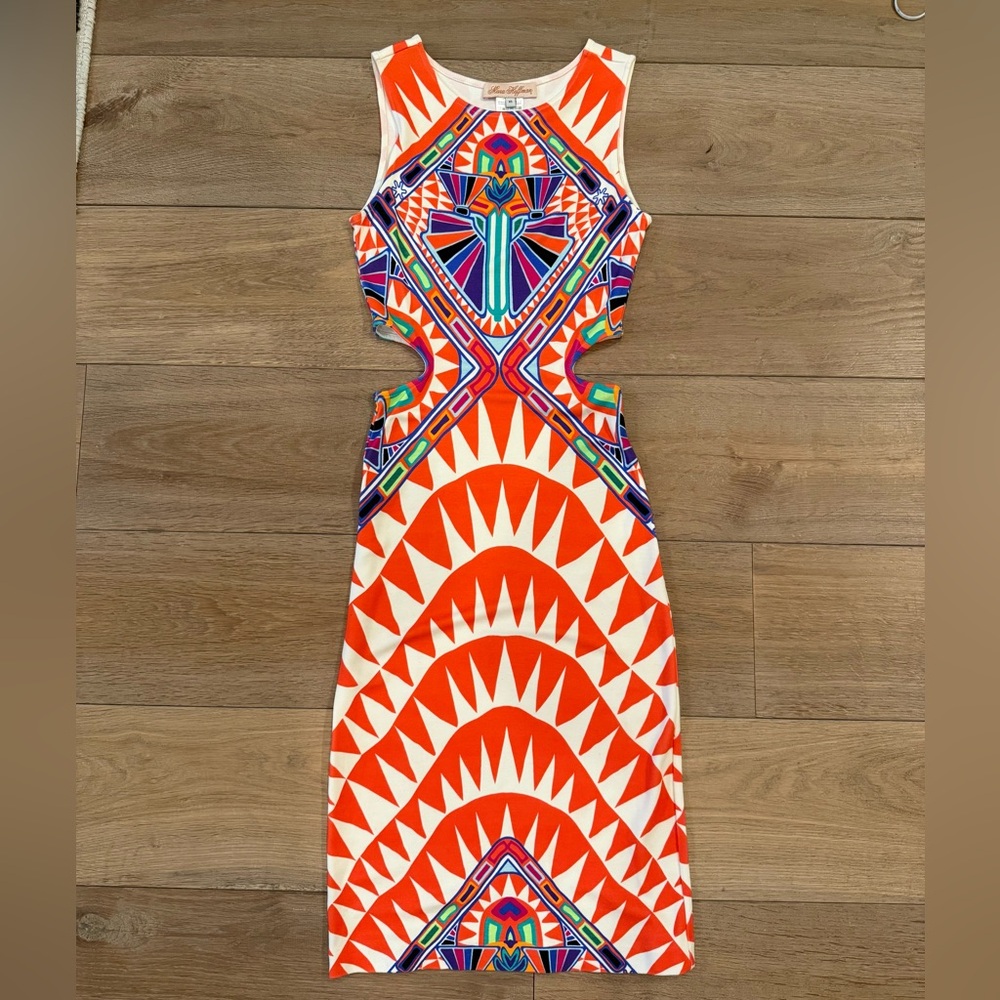 Mara Hoffman Bodycon Sleeveless Midi Dress Cut Out Sides Size XS